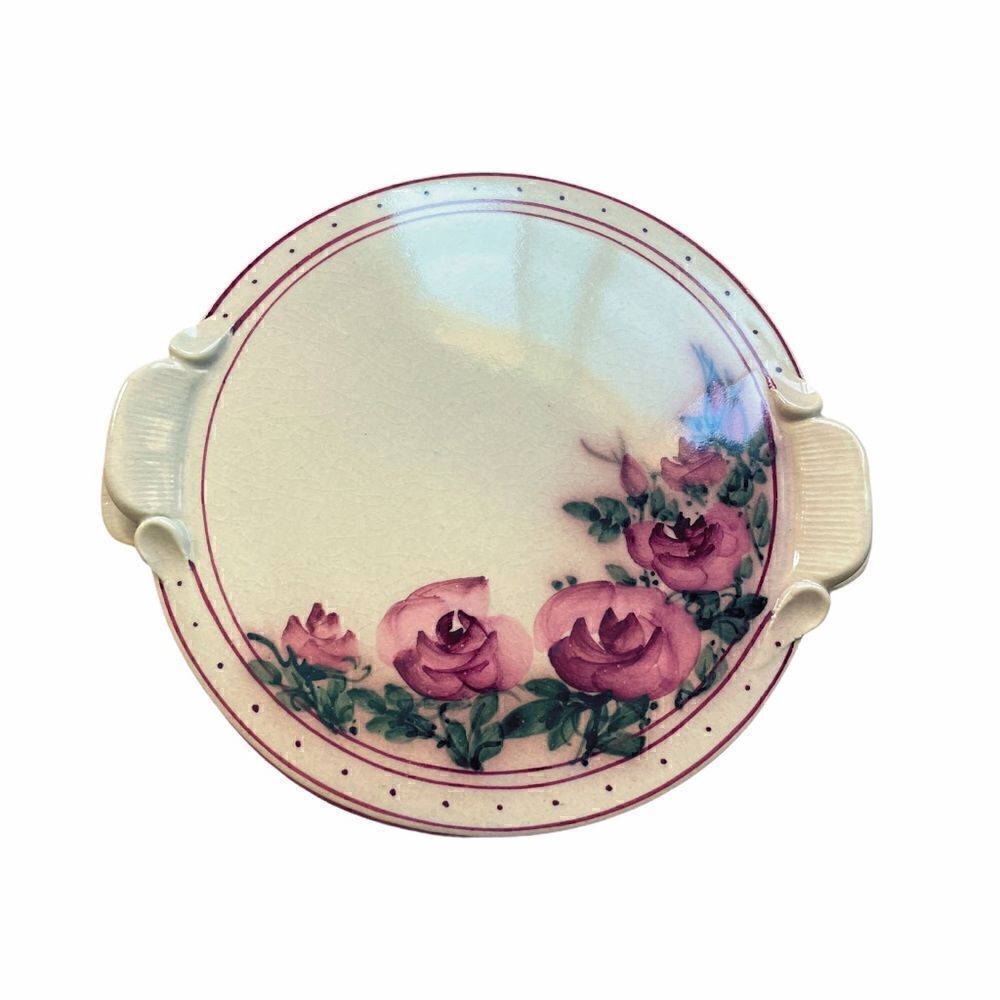Vintage Hand crafted Ceramic Casserole Dish with Lid and Roses
